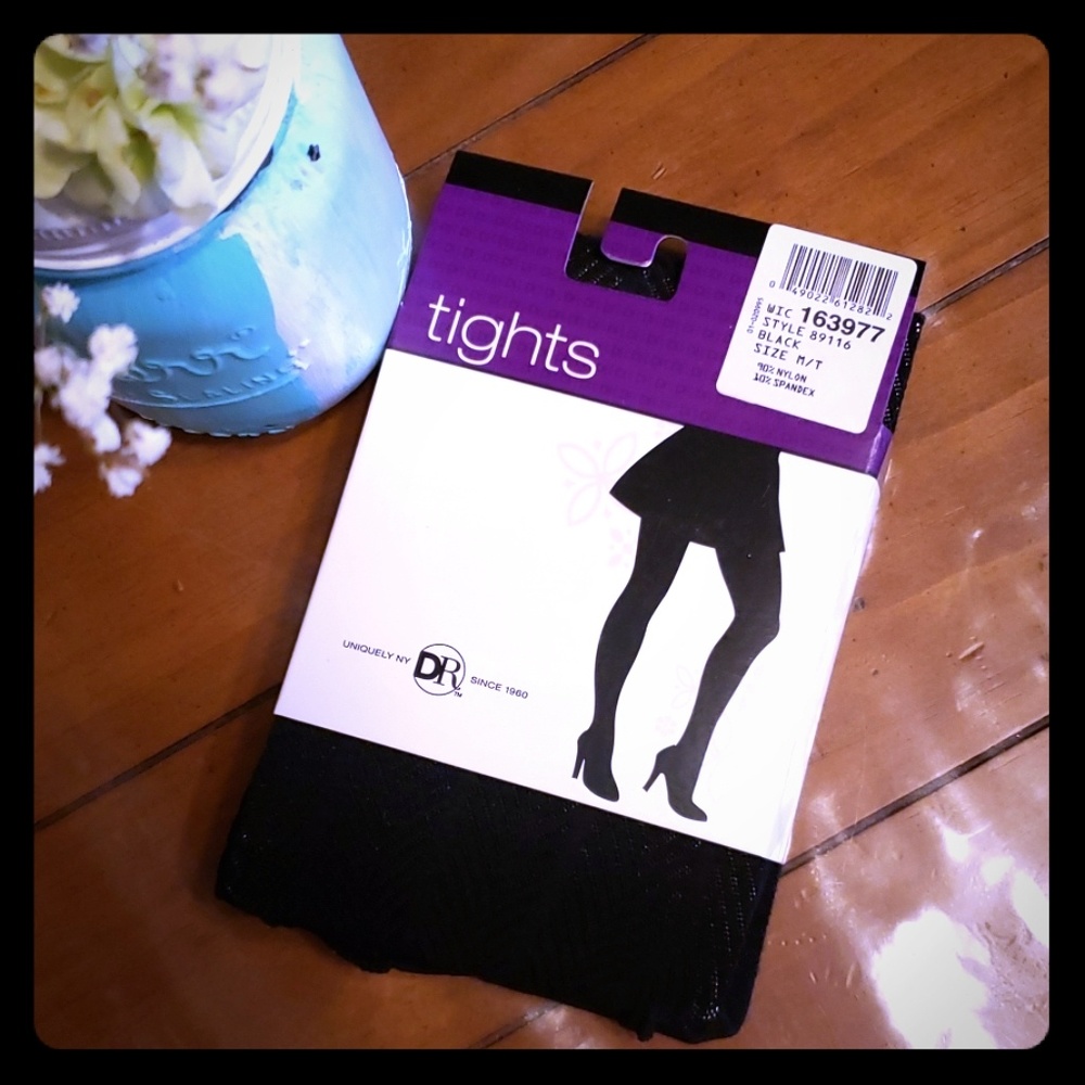 Duane Reade black tights- multi chevron pattern